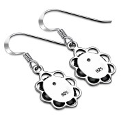 Black Onyx Silver Earrings, e362h